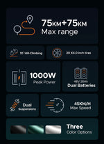 ENGWE M20 75KM+75KM Max Speed 25 km/h Dual Suspension Long Range E-bike