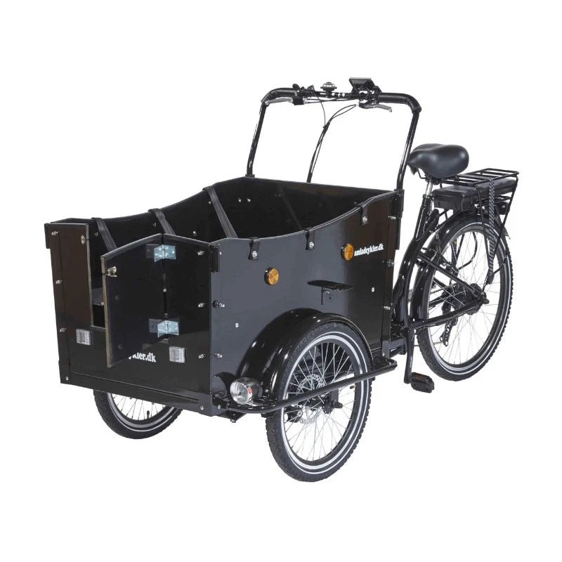 AMCargoBikes Curve Kindergarten Open Cargo Electric Tricycle – Black - BikeVentures