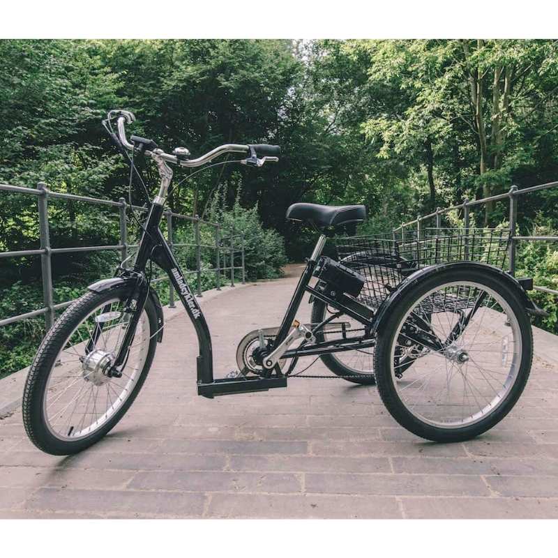 AMCargoBikes Low Step Adult Electric Tricycle, 24″ Wheel – Black - BikeVentures