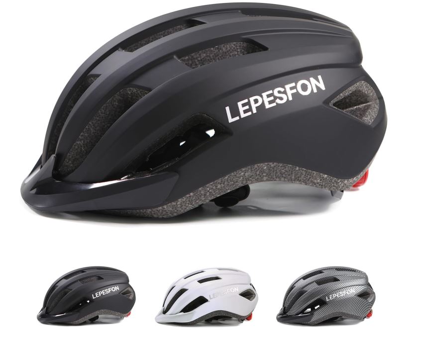 LEPESFON Bike Helmet. Size 56-61cm Adjustable. Lightweight. Breathable. With Rear Light - BikeVentures