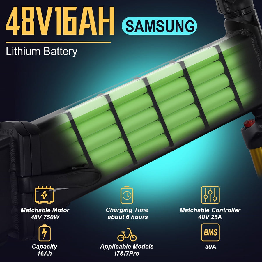VITILAN i7 Pro Electric Bike Battery 48V 20Ah Removable Li-Ion - BikeVentures