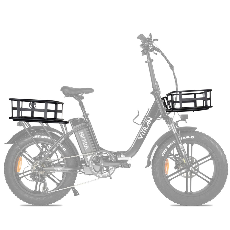 Vitilan U7/U3 Electric Bike Front and Rear Cargo Basket Set - BikeVentures